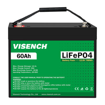 VISENCH BMS ディープサイクル貯蔵エネルギーシステム 12V 60Ah LiFePO4 再充電可能 リチウム鉄リン酸電池