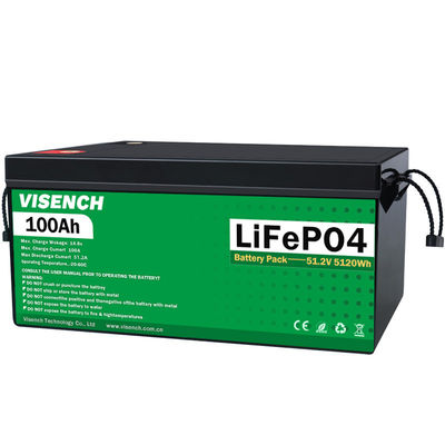 バイセンチ リチャージ可能なリチウムイオンバッテリー 51.2V 100Ah 24 ウォルト カスタム LiFePO4 バッテリーパック