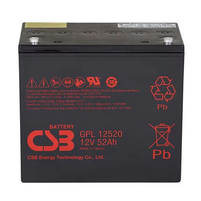 CSB バッテリー GPL12520 12V 52Ah 密閉鉛酸バッテリー 長寿命 UPS用の充電可能なバッテリー
