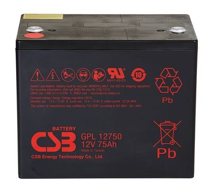 CSB バッテリー GPL12750 12V 75Ah 密閉鉛酸バッテリー 長寿命 充電可能なバッテリー