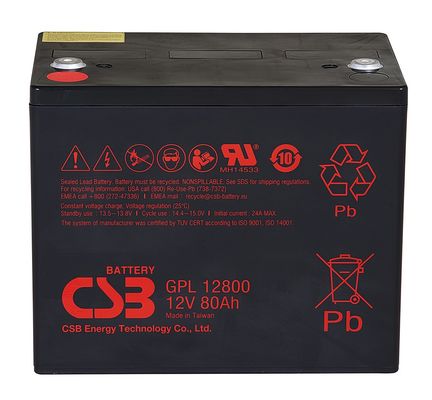 CSB バッテリー GPL12800 12V 80Ah 長寿命 メンテナンスの不要 再充電可能なVRLA CSB UPS用の鉛酸バッテリー